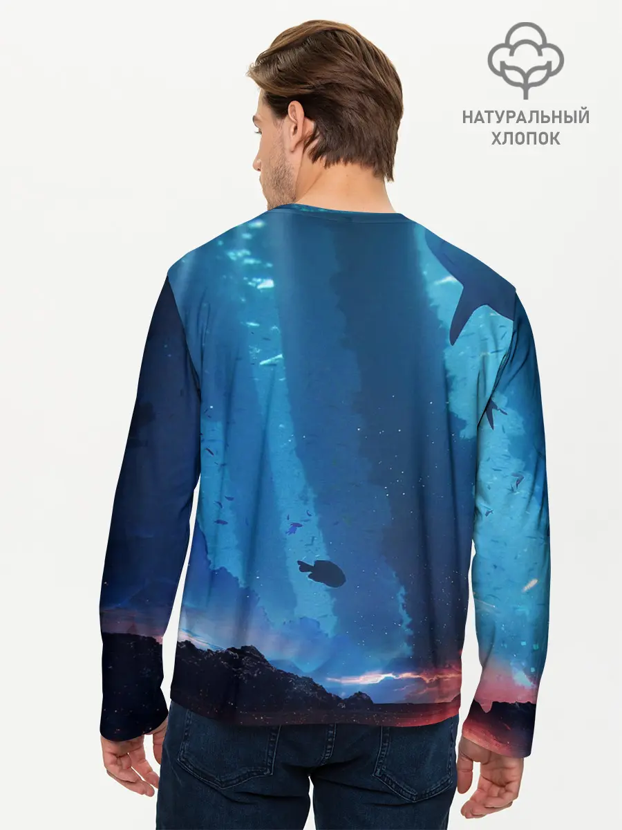 Мужской лонгслив базовый / Подводный мир | Силуэт (P007_P004ooo2923067, P004ooo2923067)