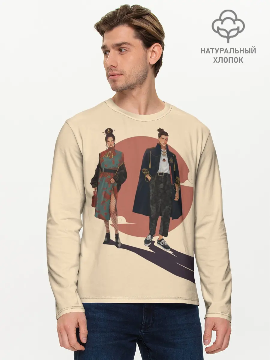 Мужской лонгслив базовый / Катара и Сокка (P007_P004ooo2924177, P004ooo2924177)