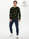 Мужской лонгслив базовый / Арбуз на черном фоне (P007_P004ooo2924755, P004ooo2924755)