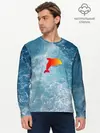 Мужской лонгслив базовый / Дельфин в море (P007_P004ooo2924757, P004ooo2924757)