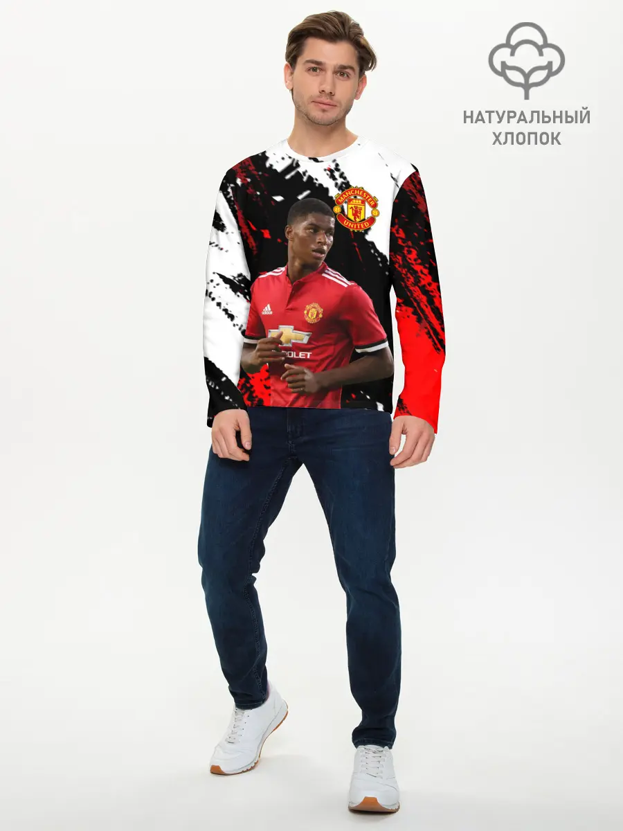 Мужской лонгслив базовый / Manchester United: Рашфорд. (P007_P004ooo2924619, P004ooo2924619)