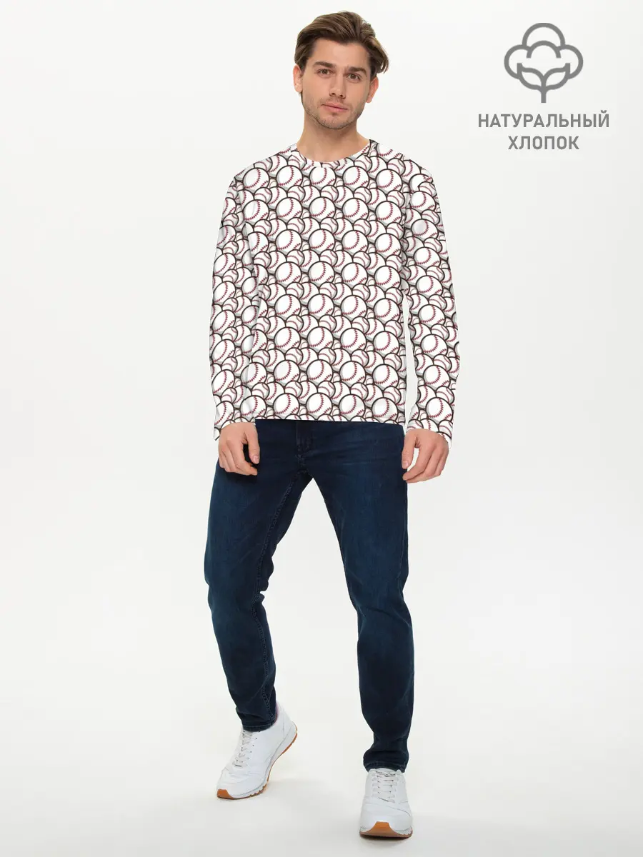 Мужской лонгслив базовый / Бейсбольные Мячи (P007_P004ooo2924939, P004ooo2924939)