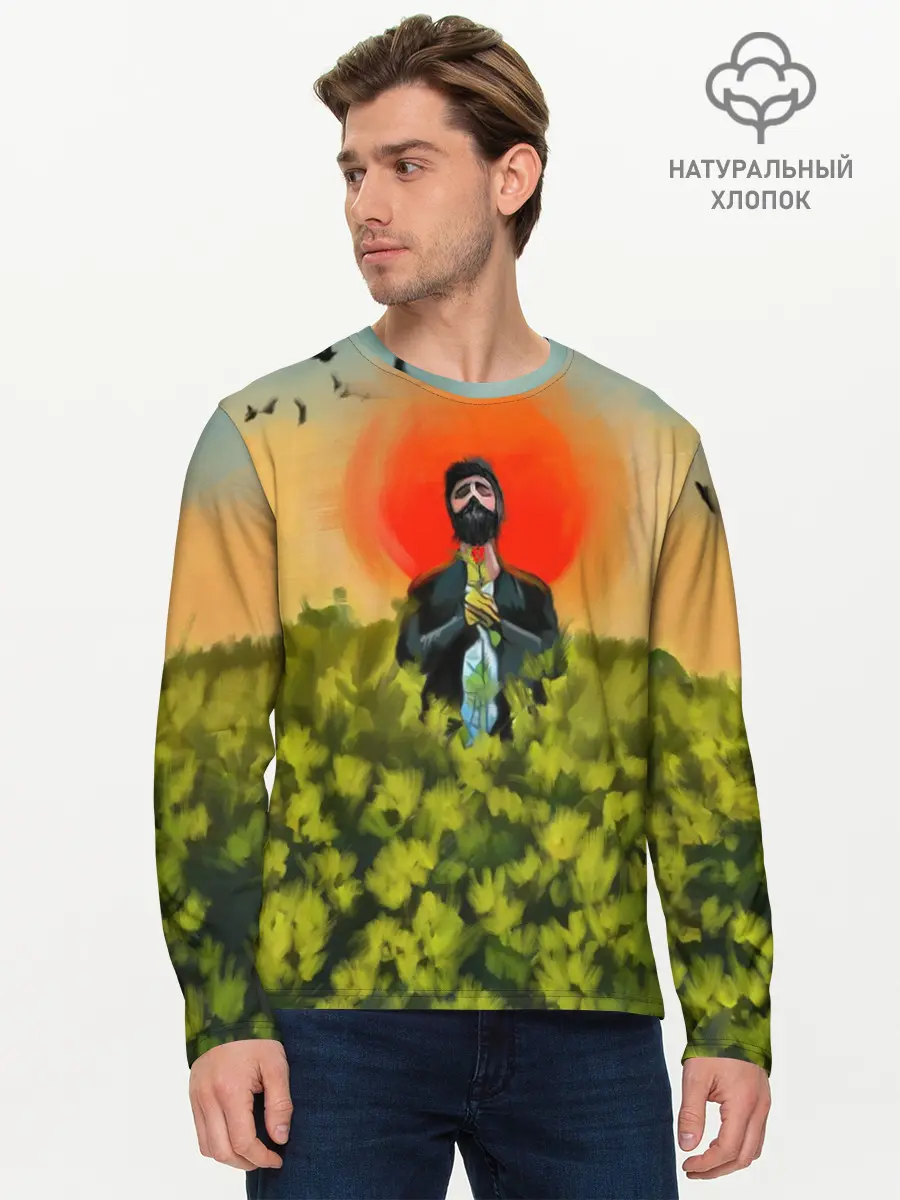 Мужской лонгслив базовый / Один в поле (P007_P004ooo2925673, P004ooo2925673)