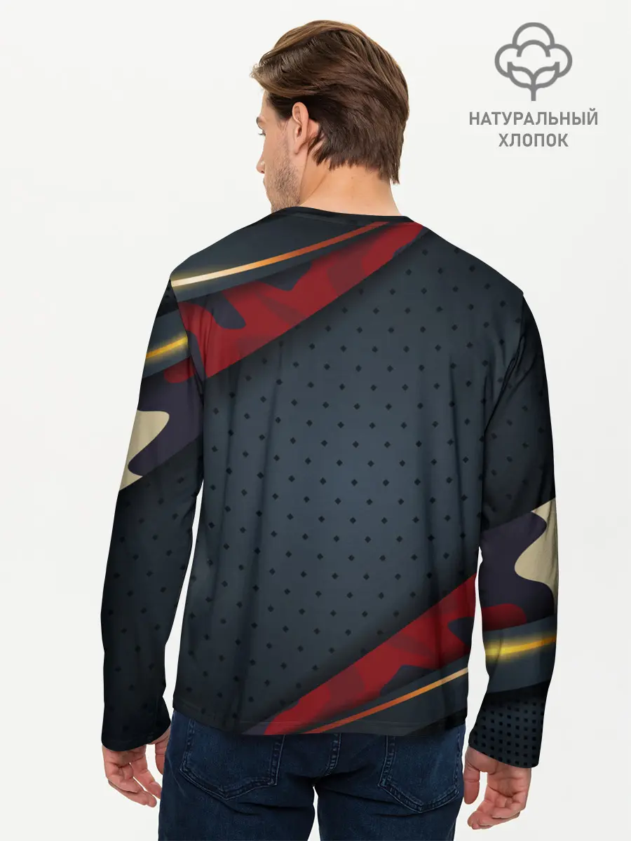 Мужской лонгслив базовый / 3D Dark red & black (P007_P004ooo2928835, P004ooo2928835)