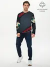 Мужской лонгслив базовый / 3D Dark red & black (P007_P004ooo2928835, P004ooo2928835)