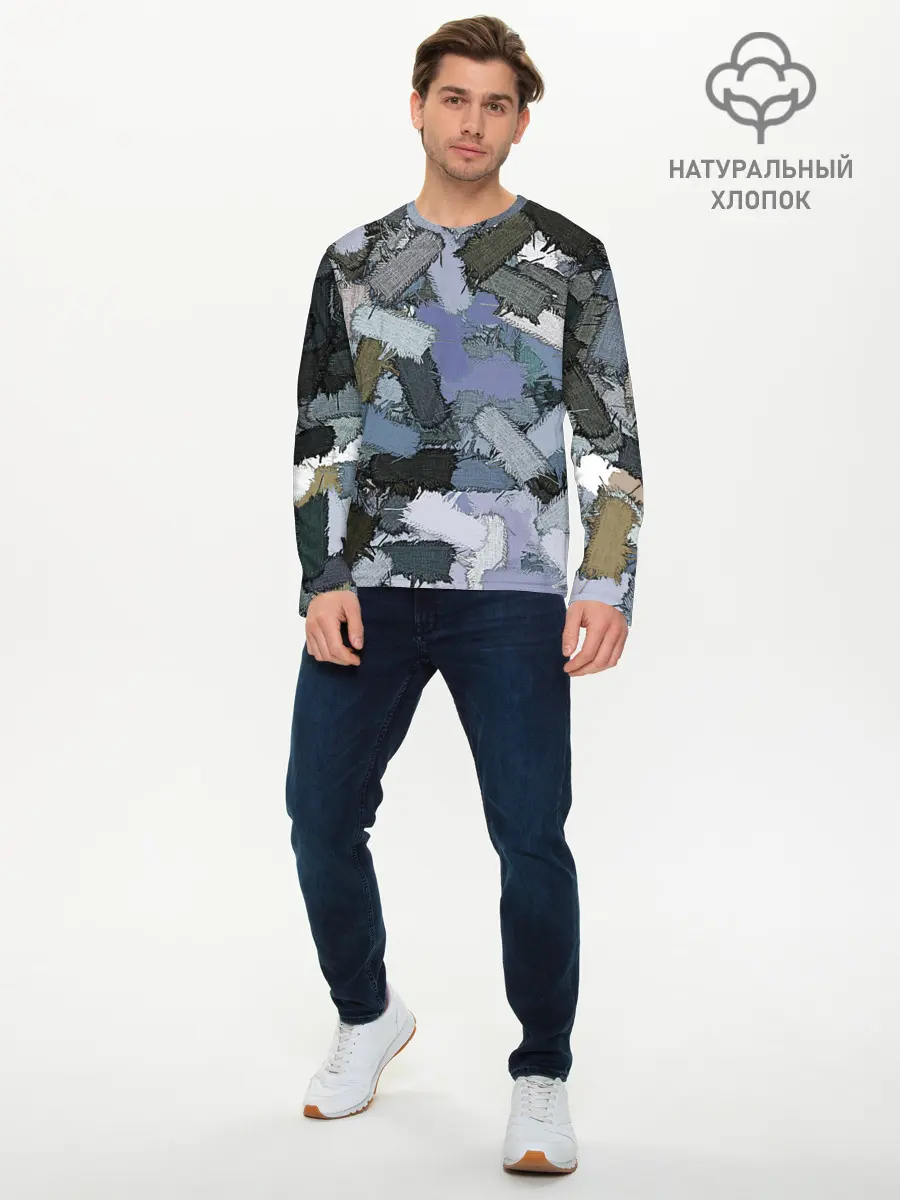 Мужской лонгслив базовый / Patchwork (P007_P004ooo2928535, P004ooo2928535)