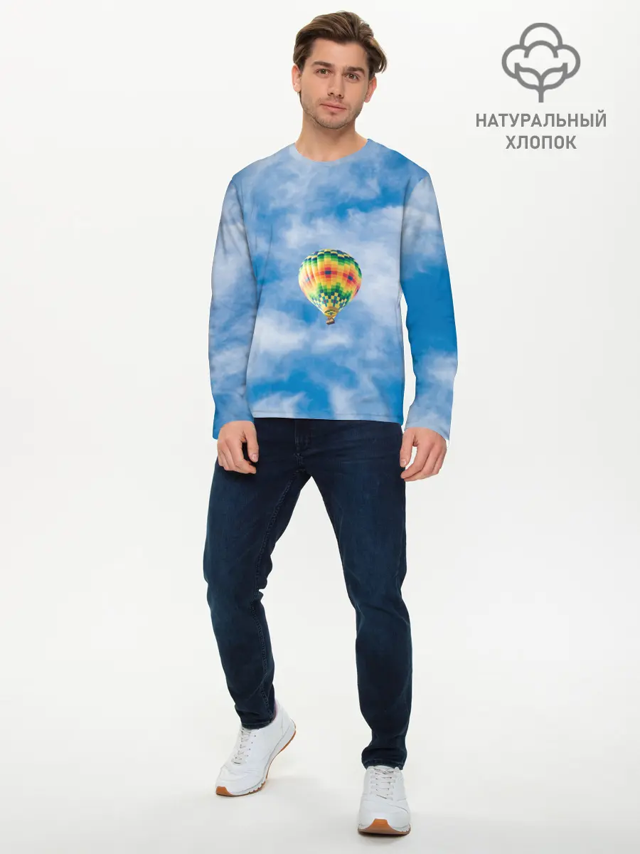 Мужской лонгслив базовый / Воздушный шар в небе (P007_P004ooo2928653, P004ooo2928653)