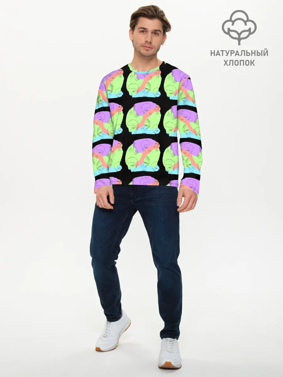Мужской лонгслив базовый / Лица (P007_P004ooo2929149, P004ooo2929149)