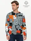 Мужской лонгслив базовый / Разноцветные коты (P007_P004ooo2929301, P004ooo2929301)