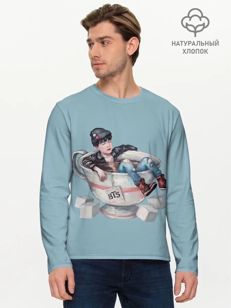 Мужской лонгслив базовый / BTS in cup (P007_P004ooo2930403, P004ooo2930403)