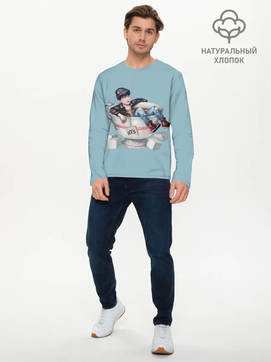Мужской лонгслив базовый / BTS in cup (P007_P004ooo2930403, P004ooo2930403)