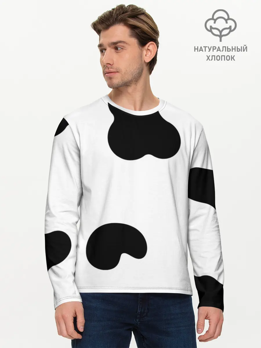 Мужской лонгслив базовый / Cow print (P007_P004ooo2931265, P004ooo2931265)