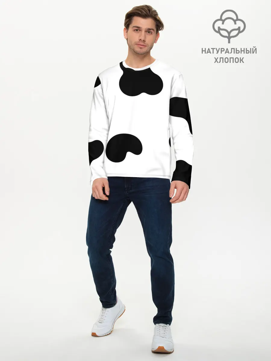 Мужской лонгслив базовый / Cow print (P007_P004ooo2931265, P004ooo2931265)
