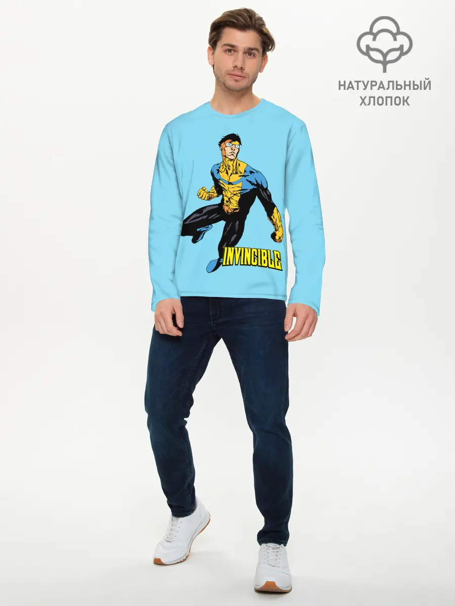 Мужской лонгслив базовый / Invincible / Неуязвимый (P007_P004ooo2932327, P004ooo2932327)