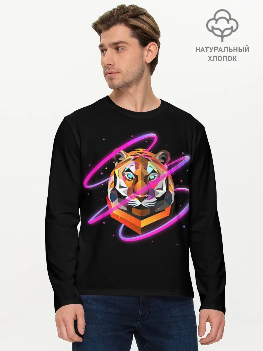 Мужской лонгслив базовый / Тигр (P007_P004ooo2932521, P004ooo2932521)