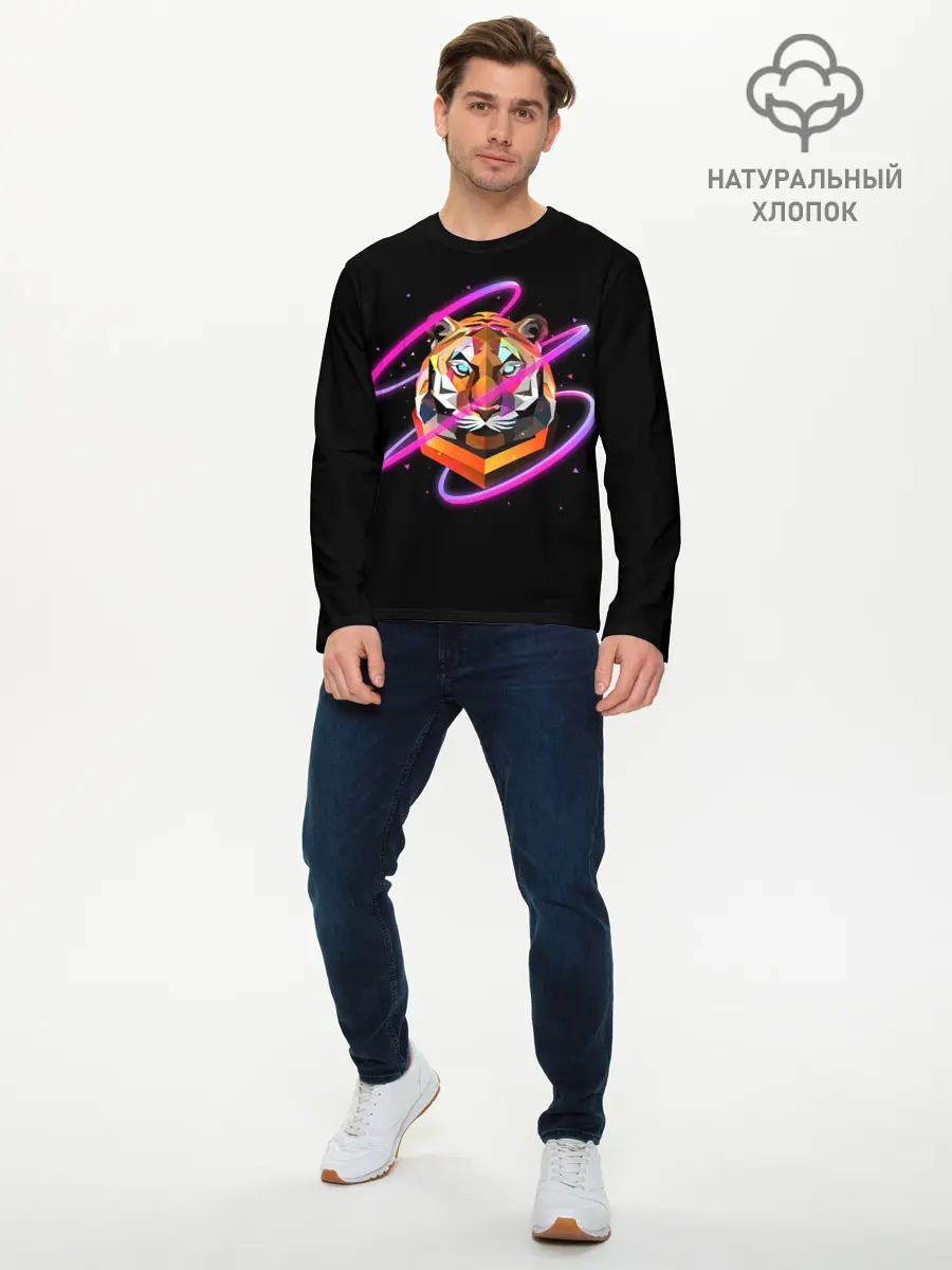 Мужской лонгслив базовый / Тигр (P007_P004ooo2932521, P004ooo2932521)
