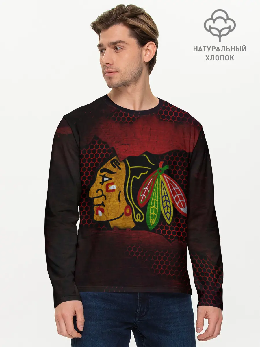 Мужской лонгслив базовый / CHICAGO NHL (P007_P004ooo2932857, P004ooo2932857)