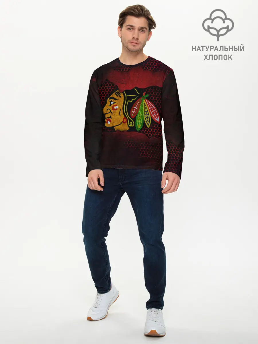 Мужской лонгслив базовый / CHICAGO NHL (P007_P004ooo2932857, P004ooo2932857)