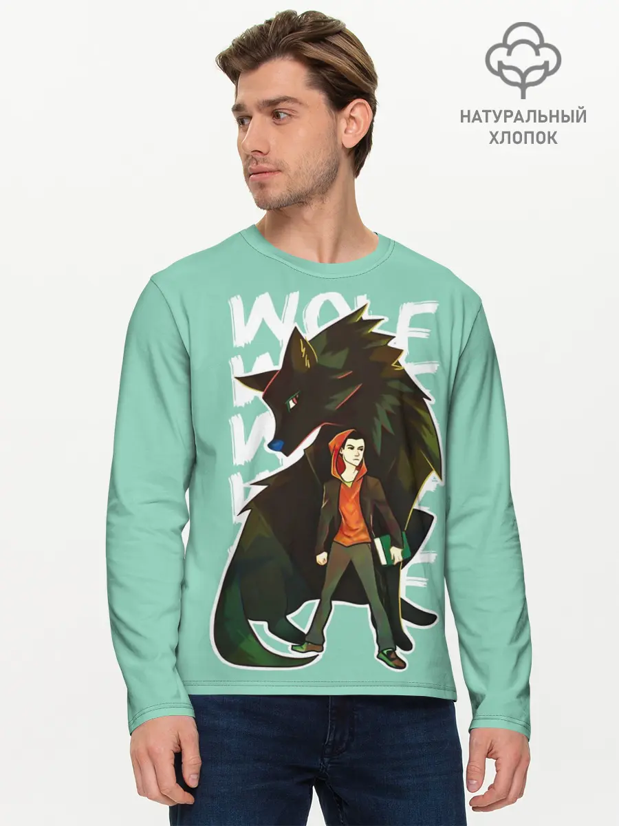 Мужской лонгслив базовый / Wolf (P007_P004ooo2933001, P004ooo2933001)