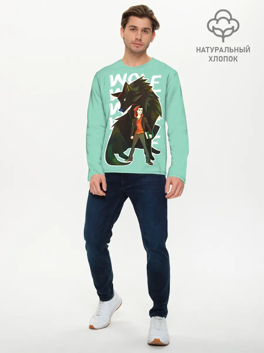 Мужской лонгслив базовый / Wolf (P007_P004ooo2933001, P004ooo2933001)