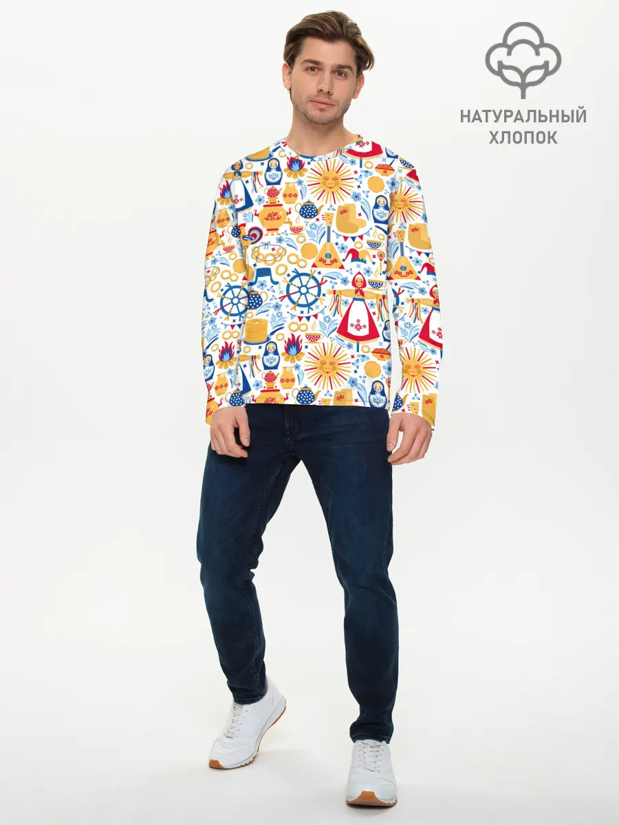 Мужской лонгслив базовый / Славянская символика (P007_P004ooo2934041, P004ooo2934041)