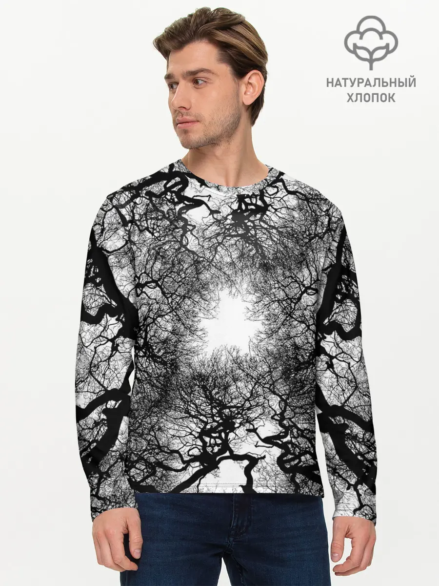 Мужской лонгслив базовый / Texture Branches (P007_P004ooo2934601, P004ooo2934601)