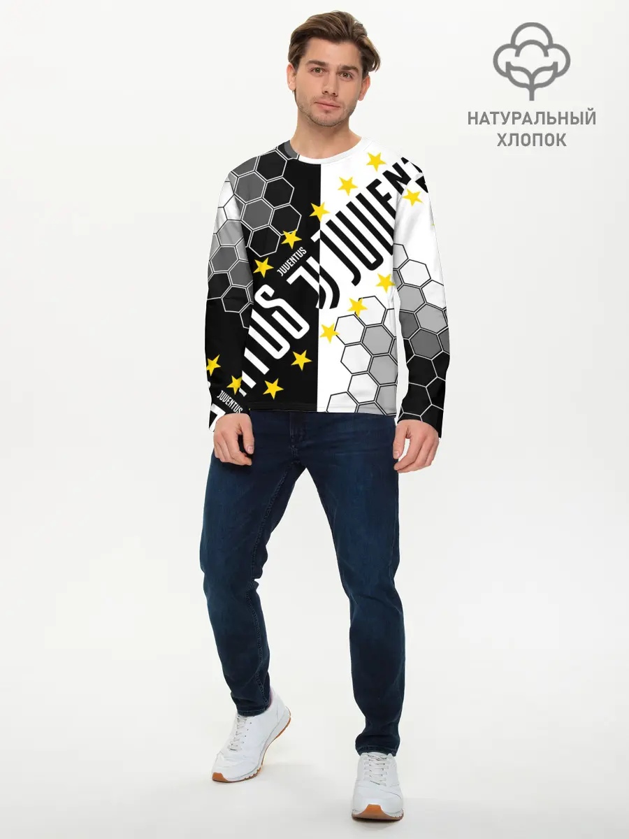 Мужской лонгслив базовый / JUVENTUS / ЮВЕНТУС / ЗВЕЗДЫ (P007_P004ooo2935387, P004ooo2935387)