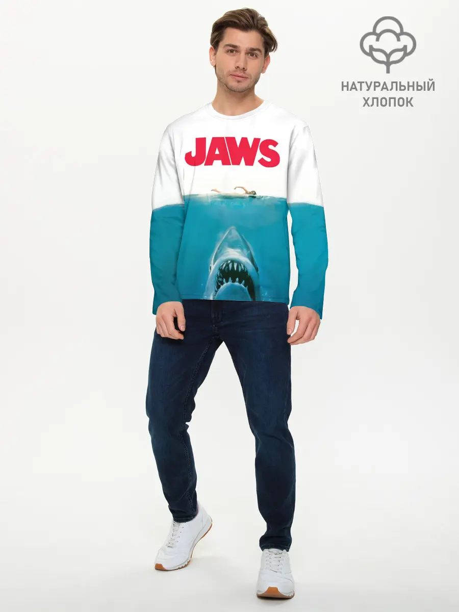 Мужской лонгслив базовый / Jaws 1975 (P007_P004ooo2937527, P004ooo2937527)