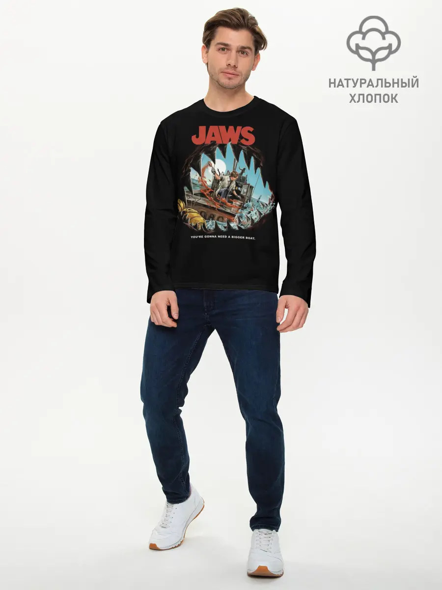 Мужской лонгслив базовый / Jaws cinema (P007_P004ooo2937539, P004ooo2937539)