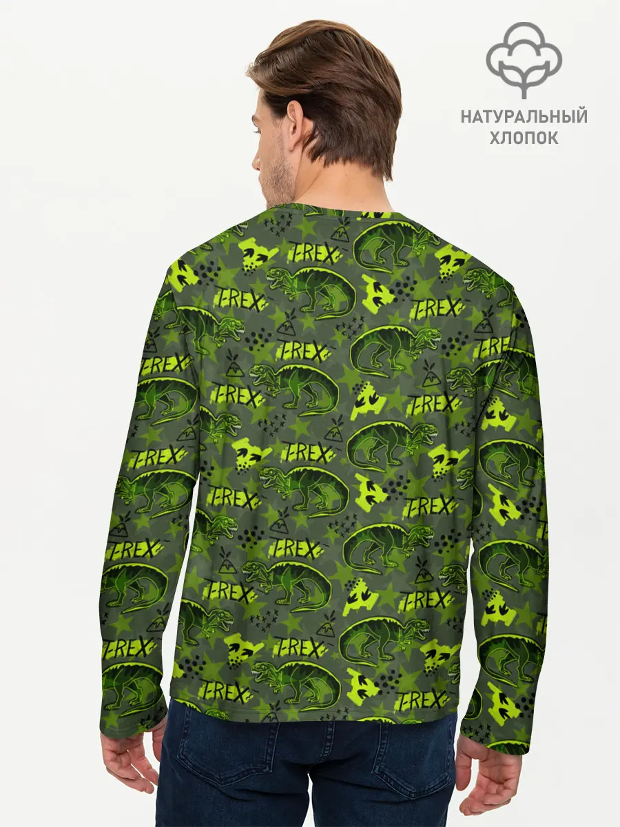 Мужской лонгслив базовый / Динозавры T-rex (P007_P004ooo2939491, P004ooo2939491)