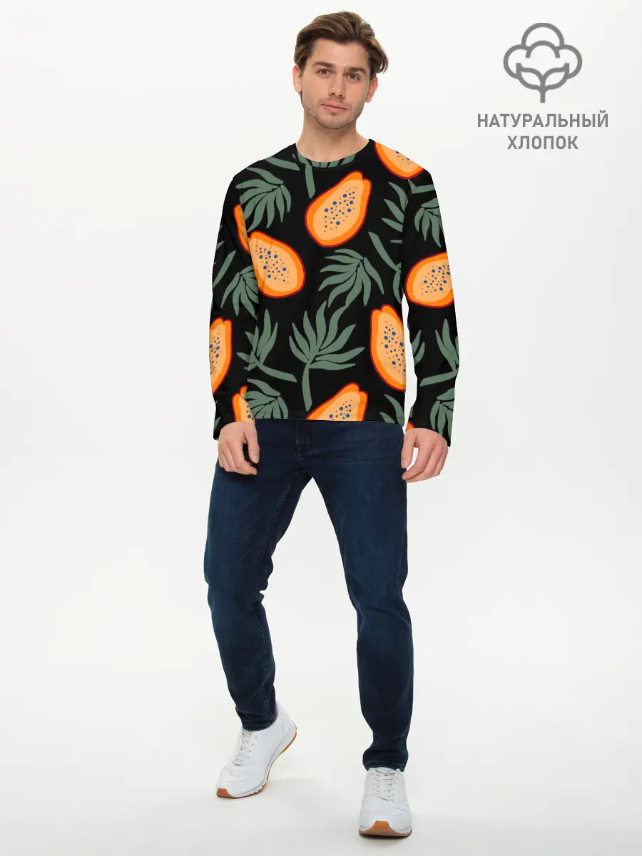 Мужской лонгслив базовый / Папайя (P007_P004ooo2940237, P004ooo2940237)