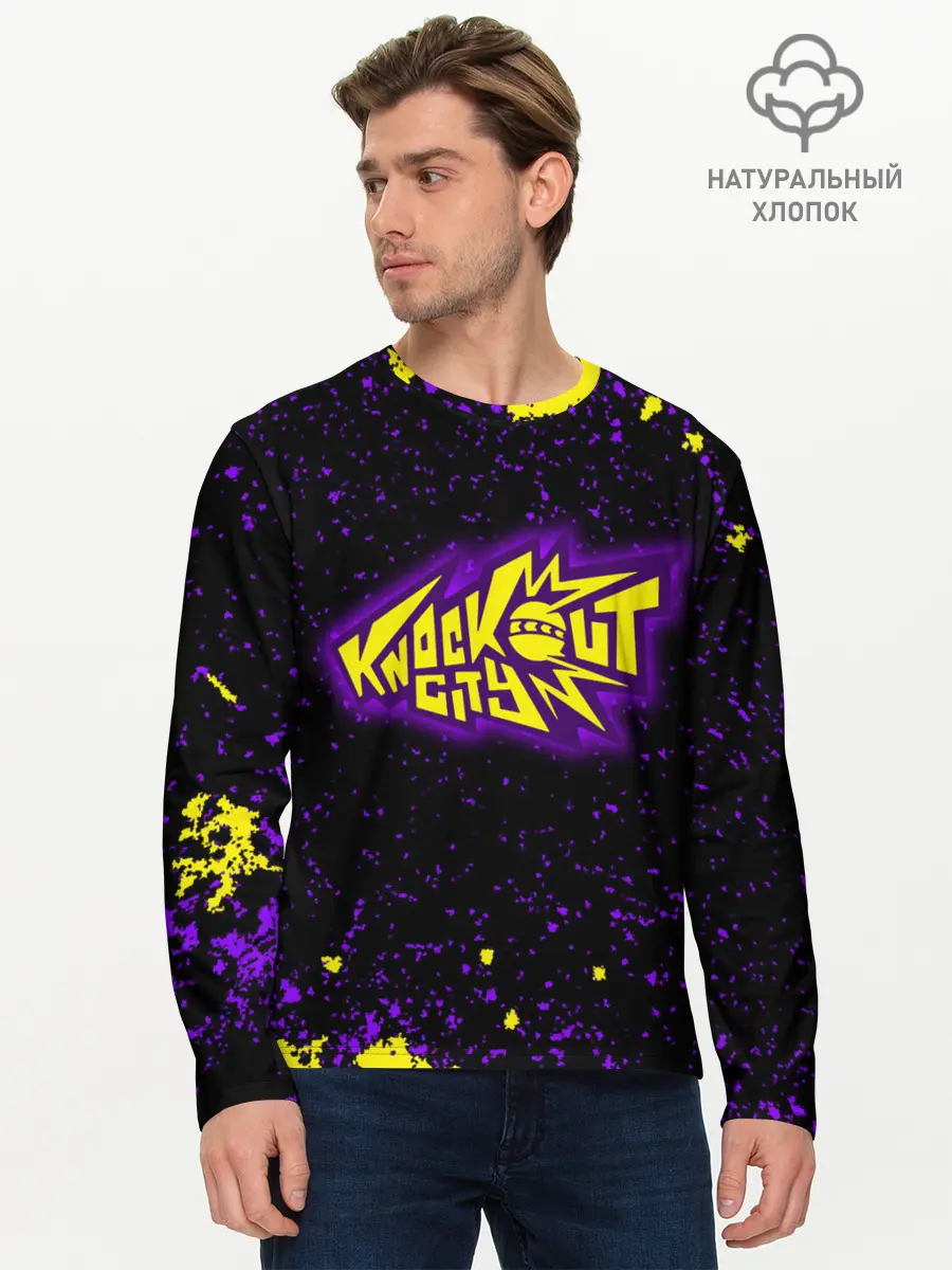 Мужской лонгслив базовый / Knockout City, logo (P007_P004ooo2940707, P004ooo2940707)