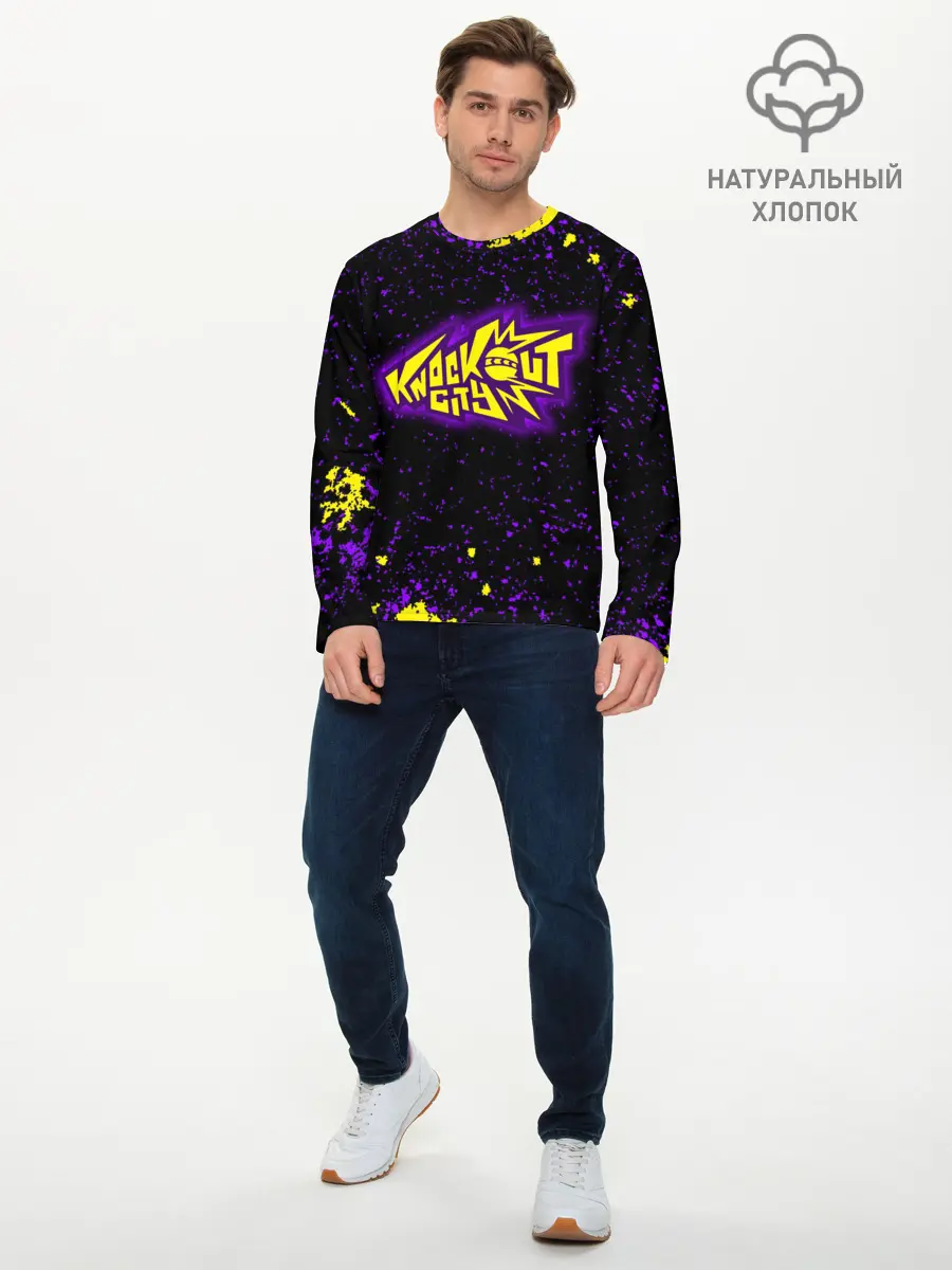 Мужской лонгслив базовый / Knockout City, logo (P007_P004ooo2940707, P004ooo2940707)