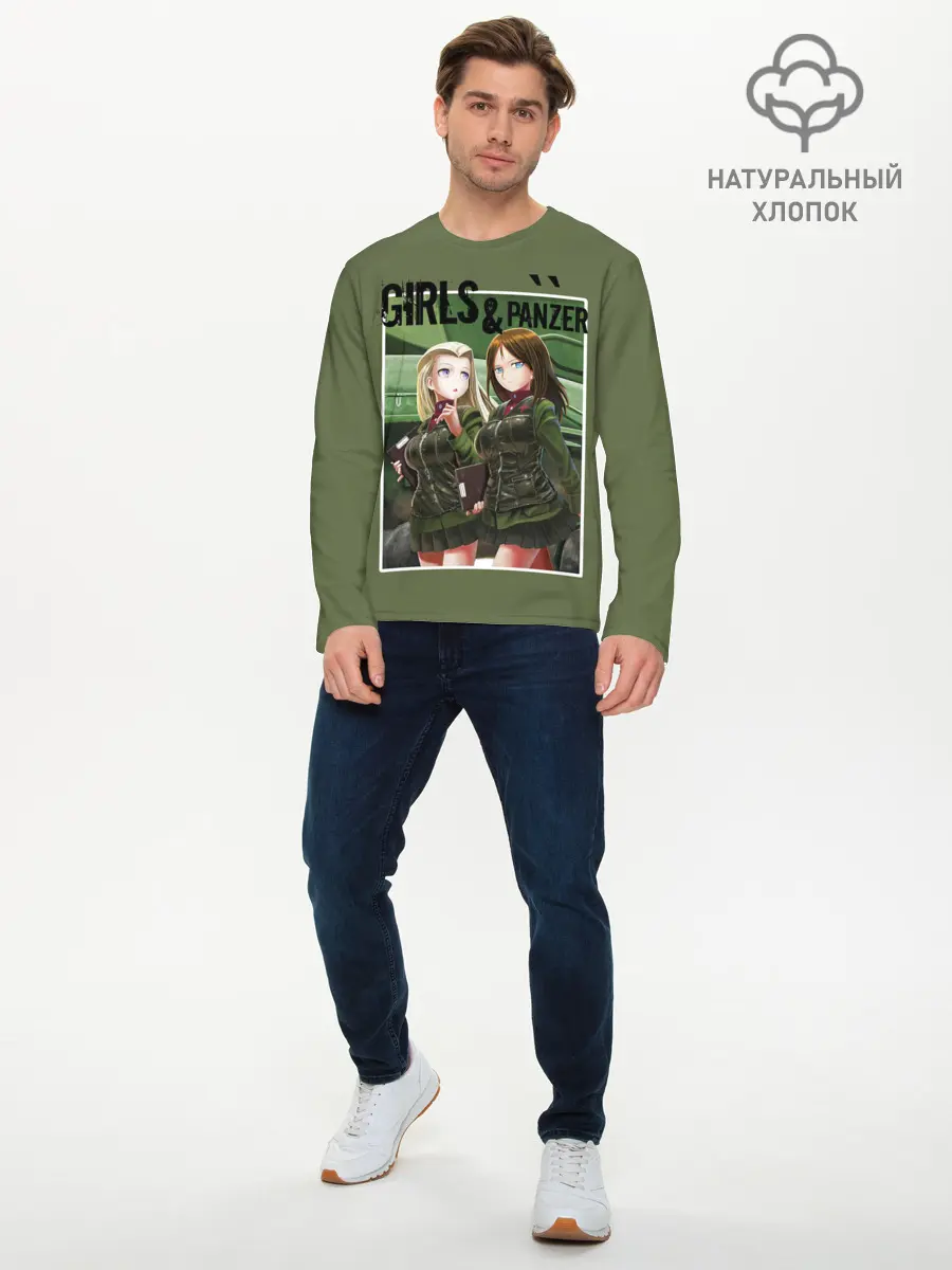 Мужской лонгслив базовый / Девушки и танки (P007_P004ooo2940721, P004ooo2940721)