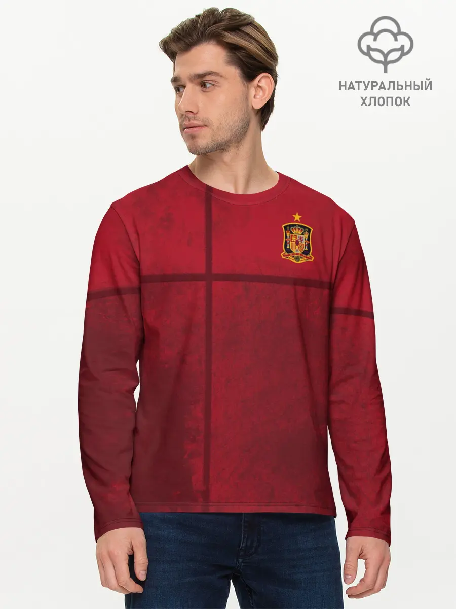 Мужской лонгслив базовый / форма сборной Испании (P007_P004ooo2940621, P004ooo2940621)