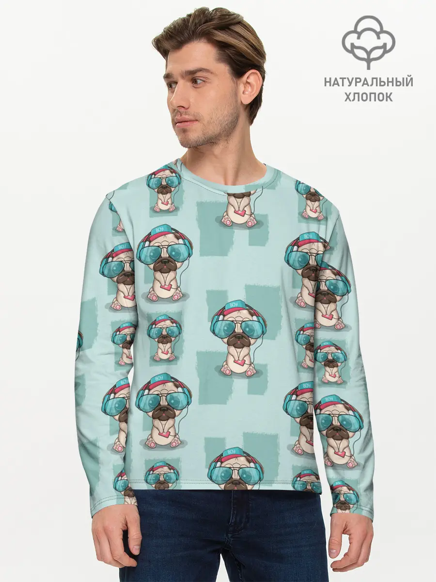Мужской лонгслив базовый / Крутой песик (P007_P004ooo2942521, P004ooo2942521)