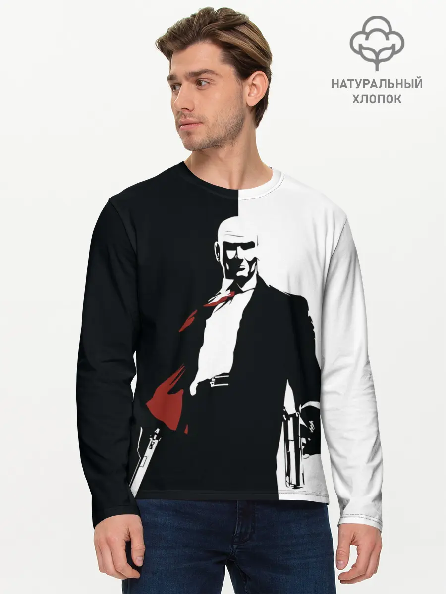 Мужской лонгслив базовый / Hitman BW (P007_P004ooo2943689, P004ooo2943689)