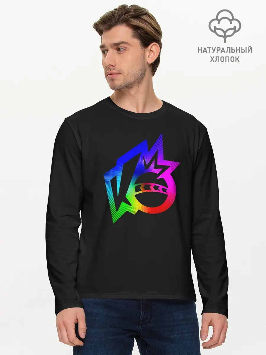 Мужской лонгслив базовый / Knockout city. Rainbow logo (P007_P004ooo2949267, P004ooo2949267)