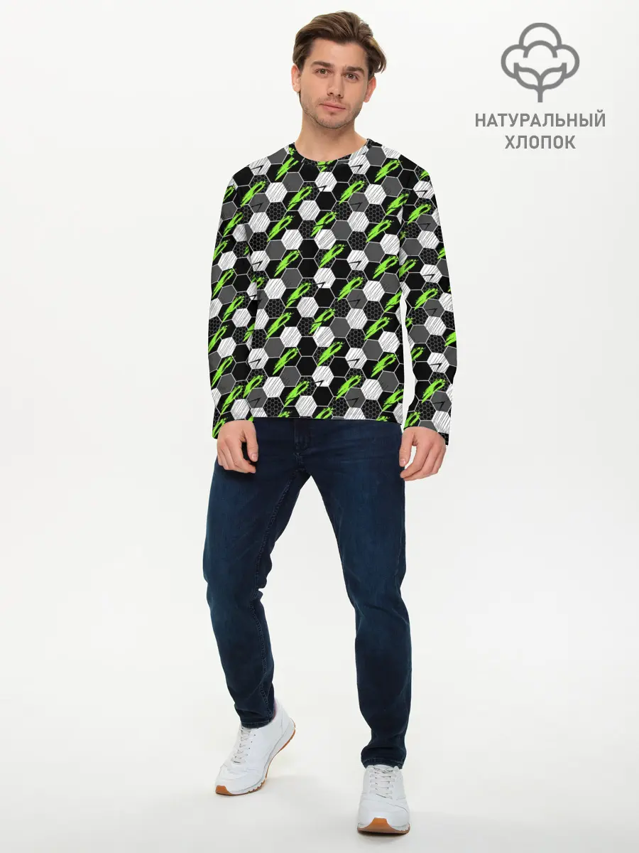 Мужской лонгслив базовый / Текстура мяча (P007_P004ooo2949499, P004ooo2949499)