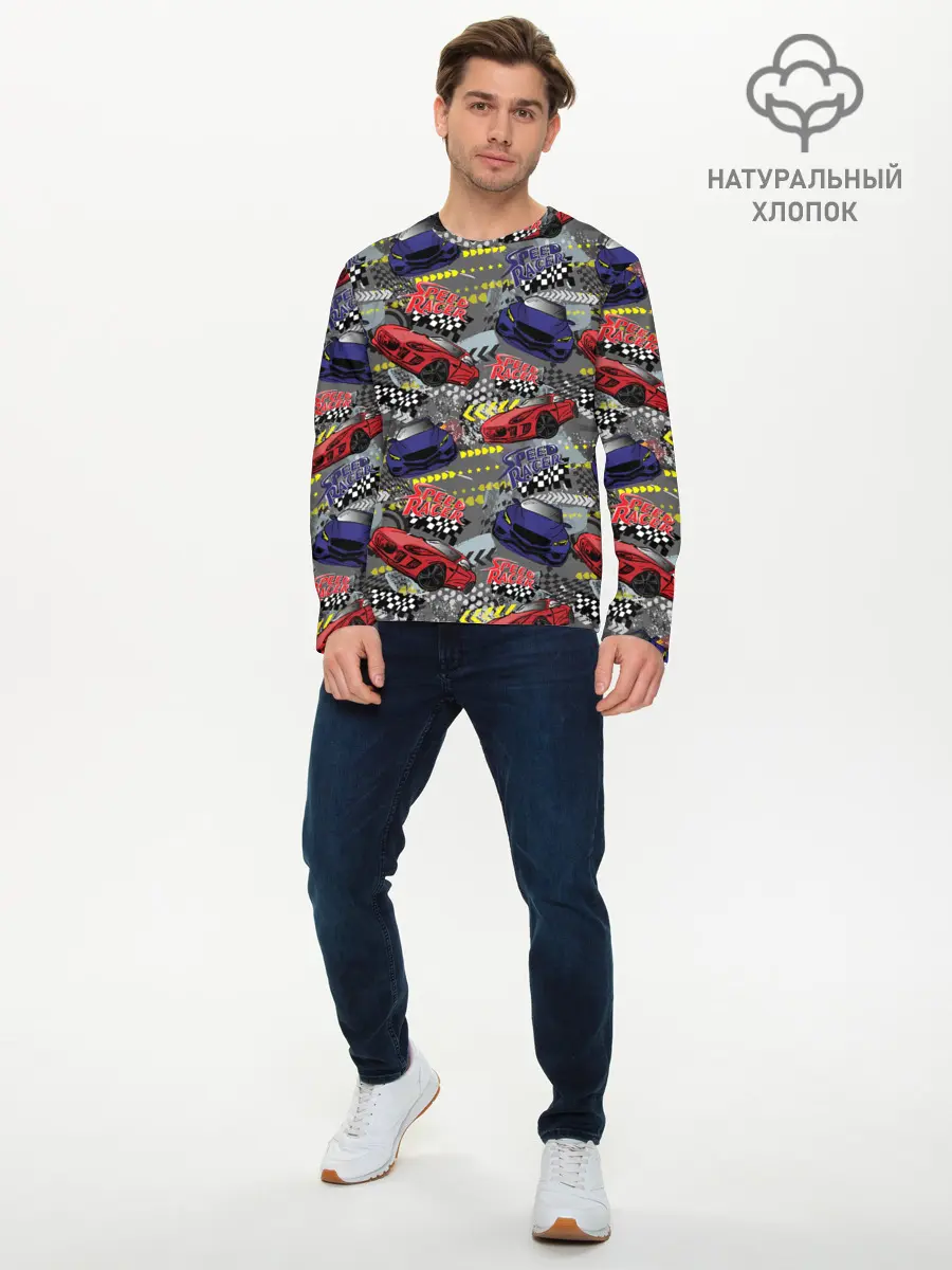 Мужской лонгслив базовый / Гоночная машина (P007_P004ooo2950405, P004ooo2950405)