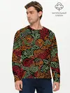 Мужской лонгслив базовый / абстрактный узор линии (P007_P004ooo2951951, P004ooo2951951)