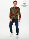 Мужской лонгслив базовый / абстрактный узор линии (P007_P004ooo2951951, P004ooo2951951)