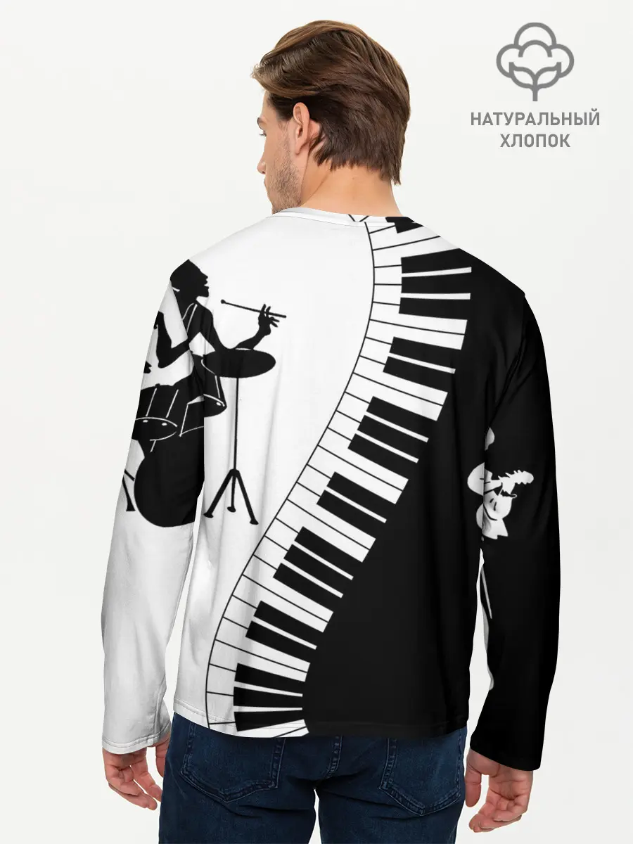 Мужской лонгслив базовый / Черно Белое пианино (P007_P004ooo2951581, P004ooo2951581)
