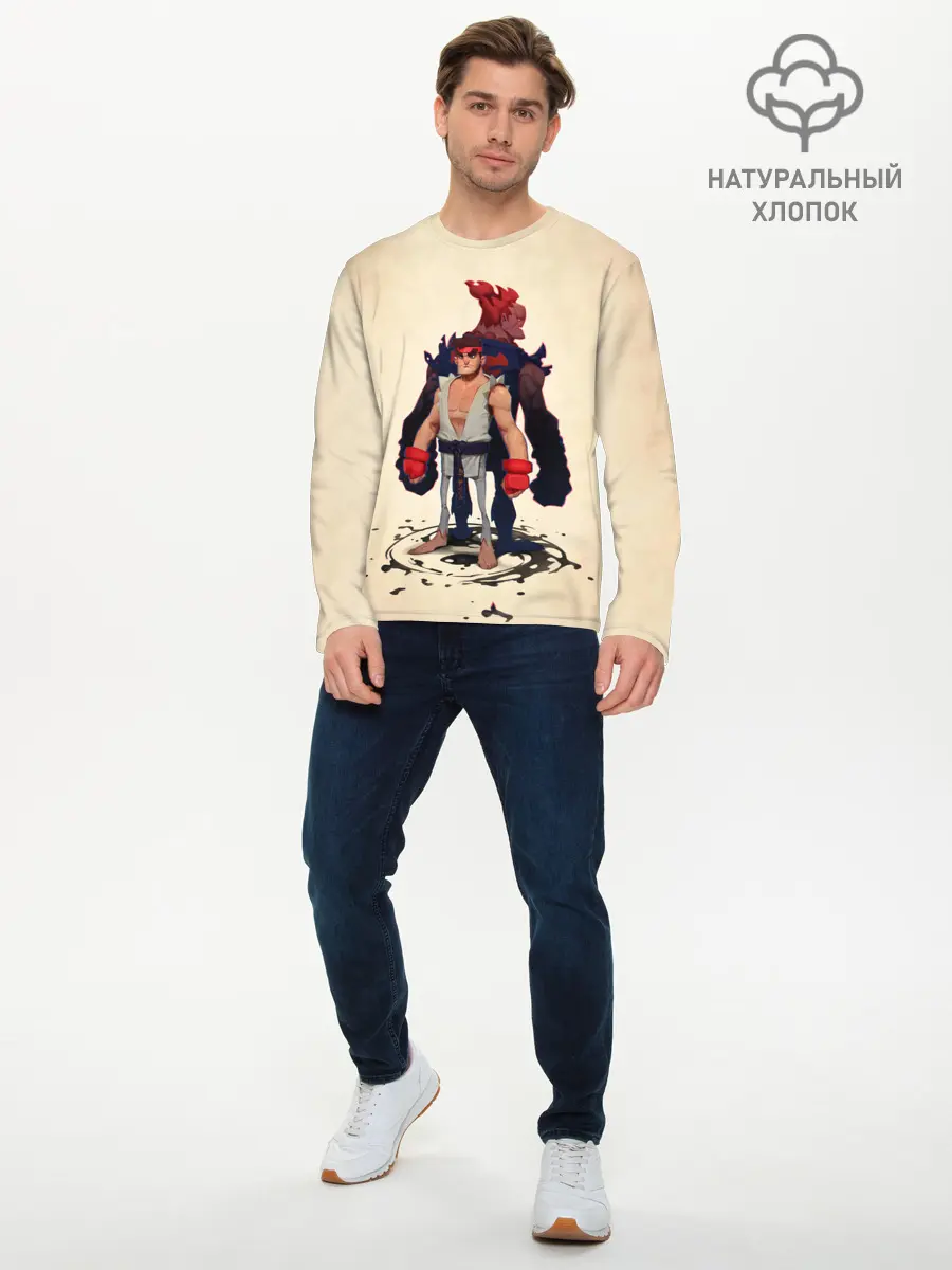 Мужской лонгслив базовый / Рю и Акума (P007_P004ooo2952197, P004ooo2952197)