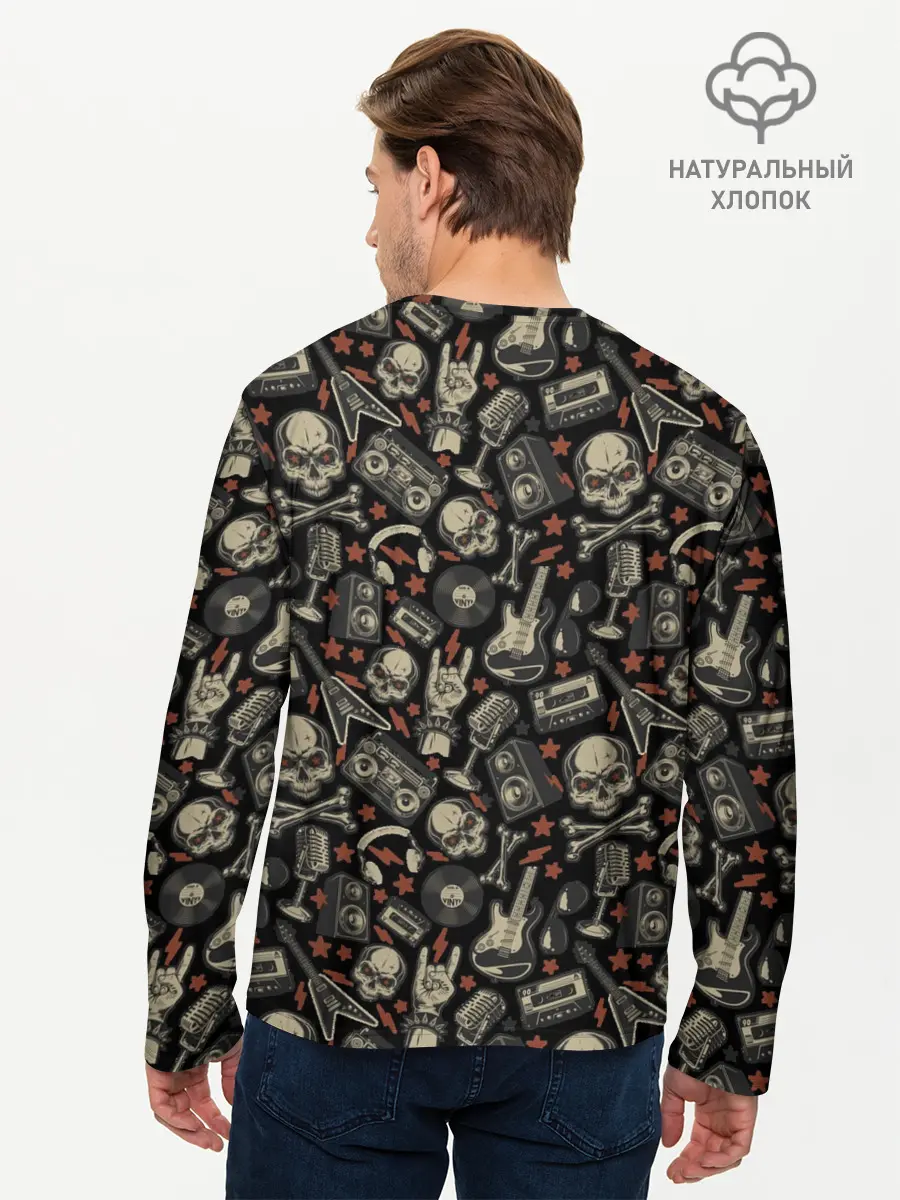 Мужской лонгслив базовый / Scull_pattern_rock (P007_P004ooo2953279, P004ooo2953279)