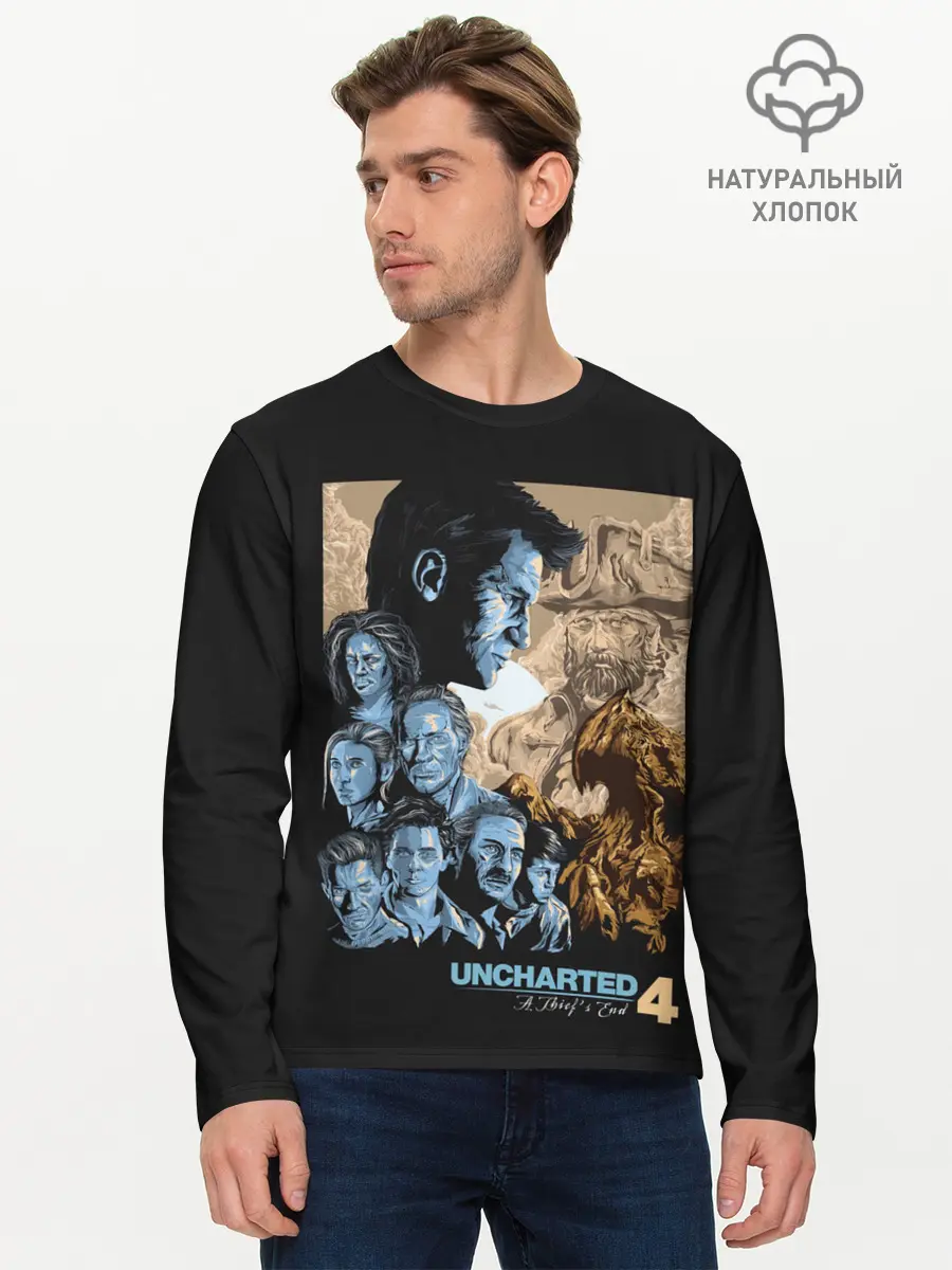 Мужской лонгслив базовый / Команда Анчартед (P007_P004ooo2953943, P004ooo2953943)