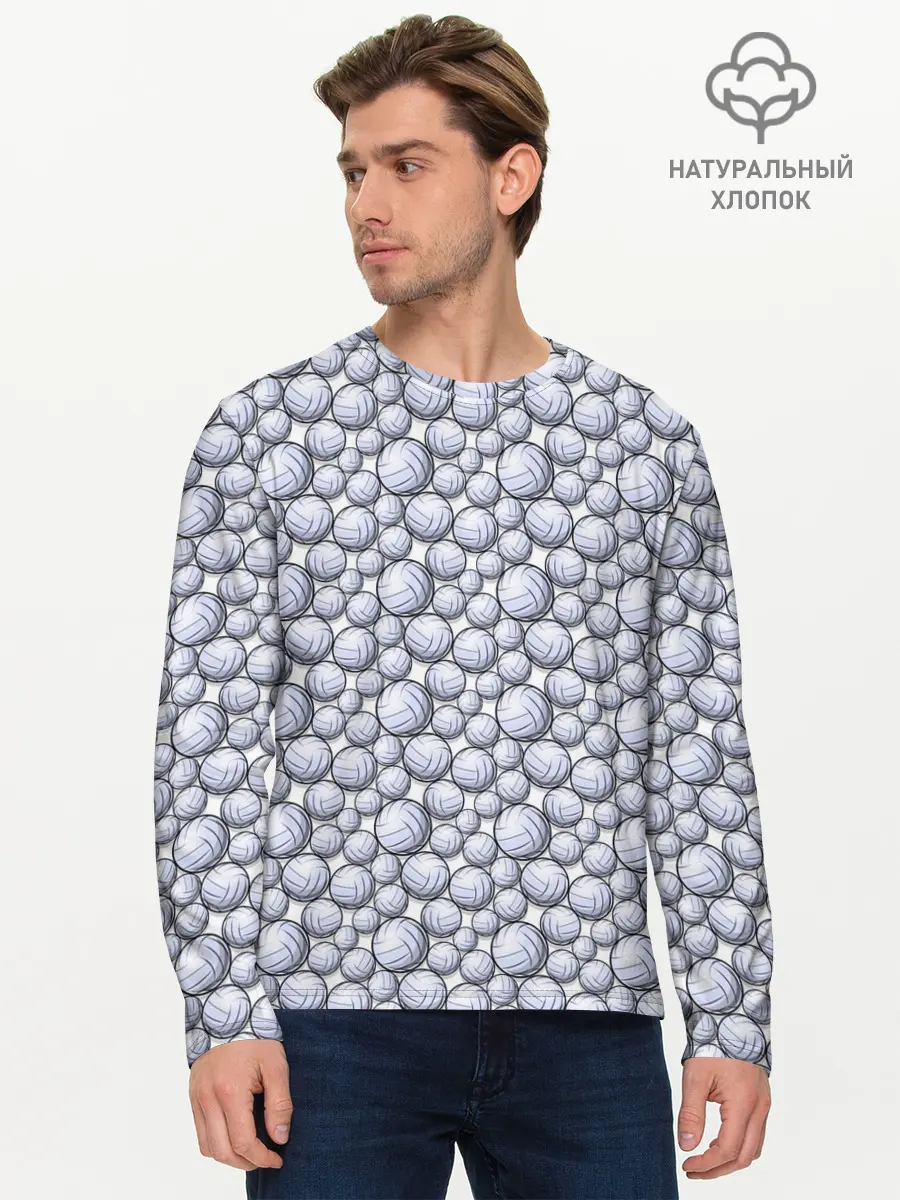 Мужской лонгслив базовый / Волейбольные Мячи (P007_P004ooo2954755, P004ooo2954755)
