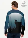 Мужской лонгслив базовый / ВОЛК И ЛУНА 3D (P007_P004ooo2955031, P004ooo2955031)