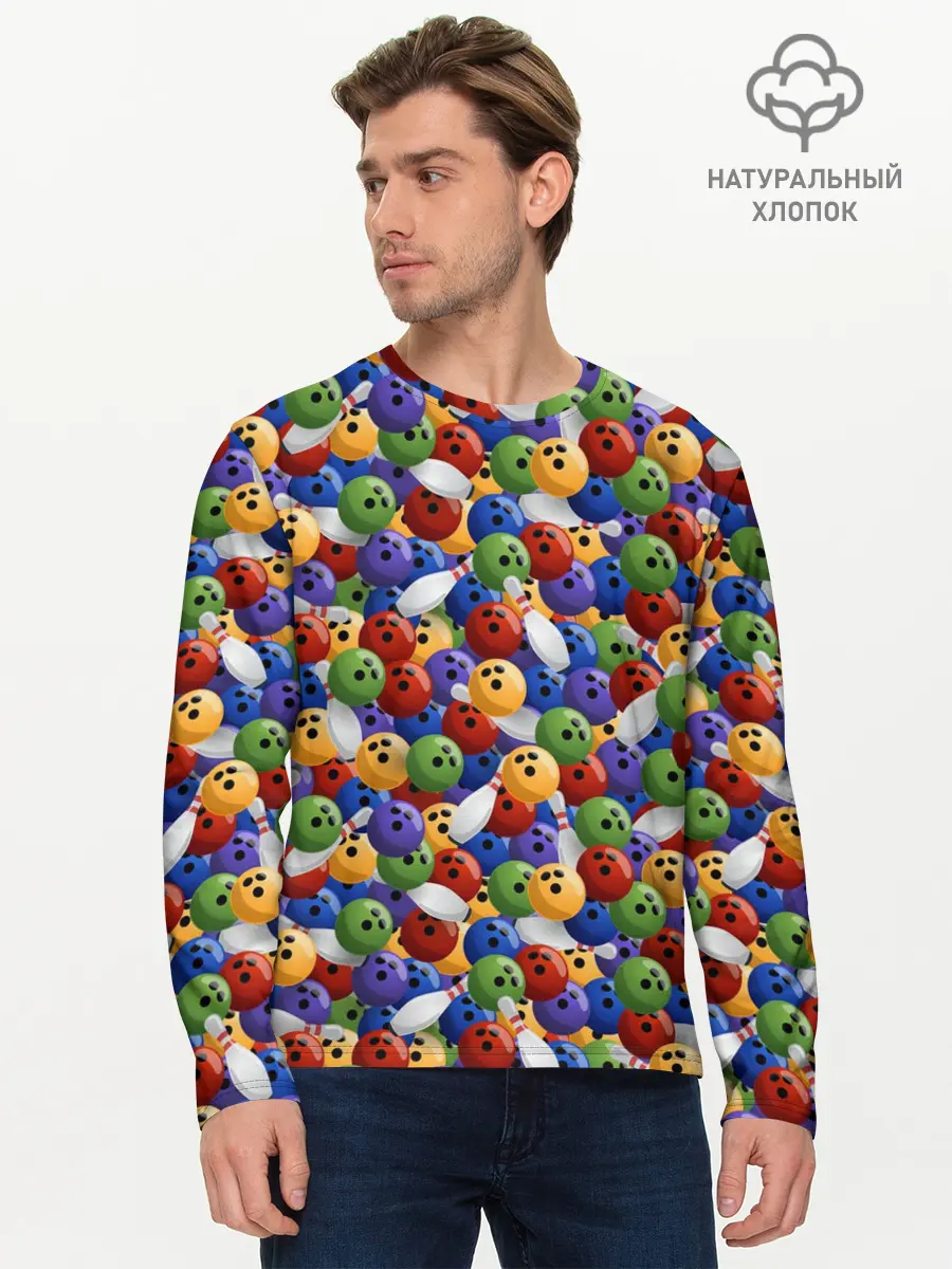 Мужской лонгслив базовый / Боулинг (P007_P004ooo2955285, P004ooo2955285)