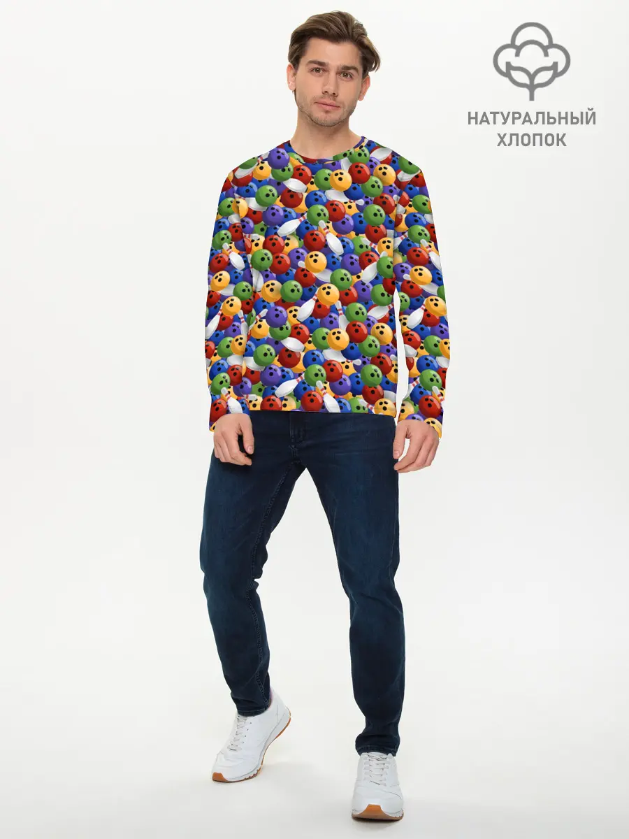 Мужской лонгслив базовый / Боулинг (P007_P004ooo2955285, P004ooo2955285)